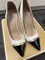  Pumps Leder Weiss Schwarz Grösse 38 guter Zustand