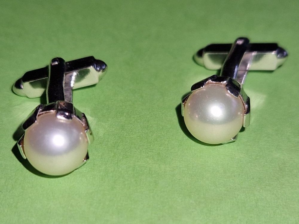 Boutons de manchette vintage Dante pastèque Rivoli argentés en maille wrap - France