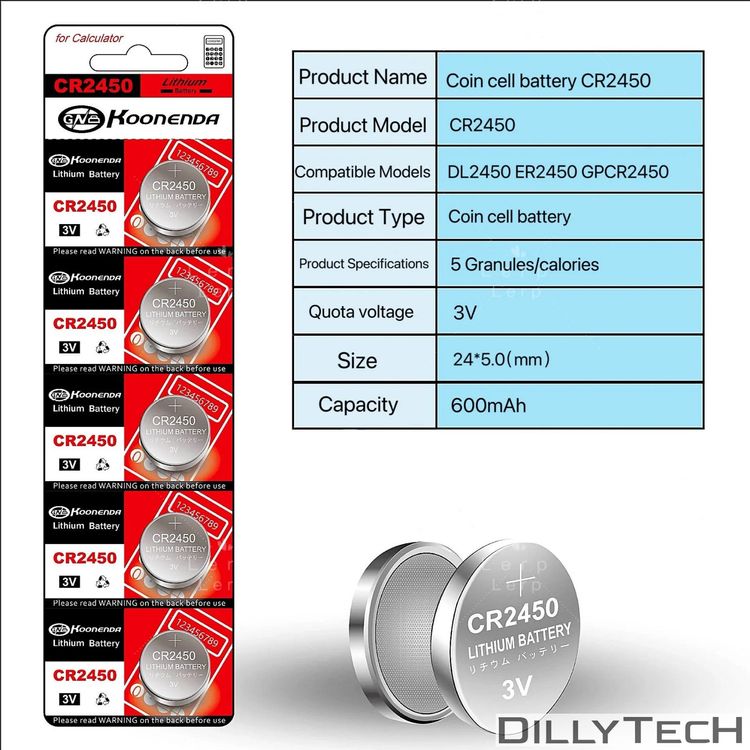 Caricatori & Batterie: Koonenda CR2450 Knopfzellenbatterie - 3 Stk. – Nuovo e nell'imballaggio originale da Erlenbach ZH venduto da dillytech.ch 2