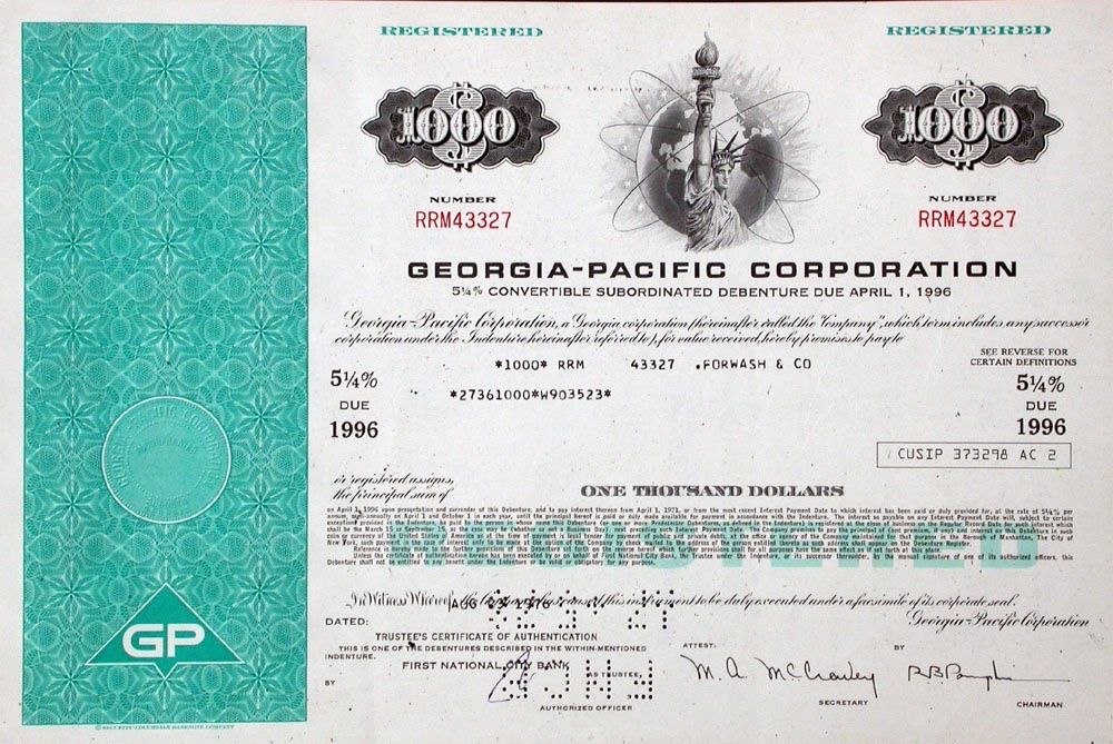 Documenti: Georgia-Pacific Corporation - 1978 – Usato da Solothurn venduto da Sgasche