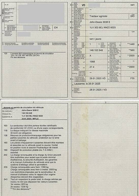 Trattori: JOHN DEERE 3038 E – Usato da La Chaux-Cossonay venduto da Lefred5 4