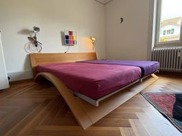 Natur- Bett, Buche massiv, geölt inkl Bettinhalt