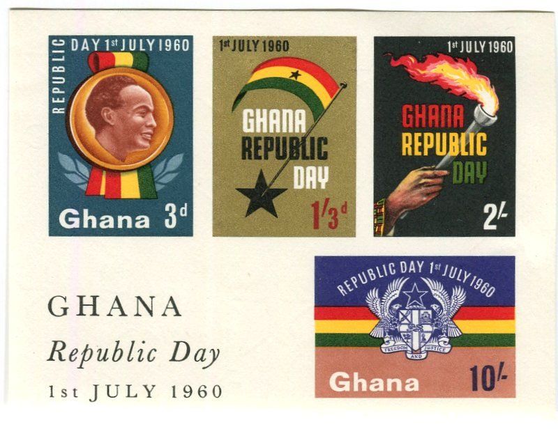 Tutti i francobolli: Block "Tag der Republik". Ghana – Nuovo e nell'imballaggio originale da Basel venduto da Butsch5