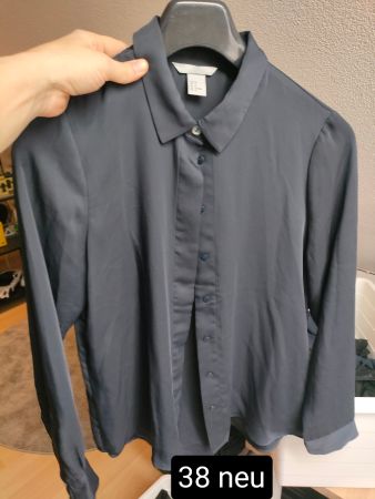 H&M Bluse, Grösse 38, Dunkelblau, Neu!
