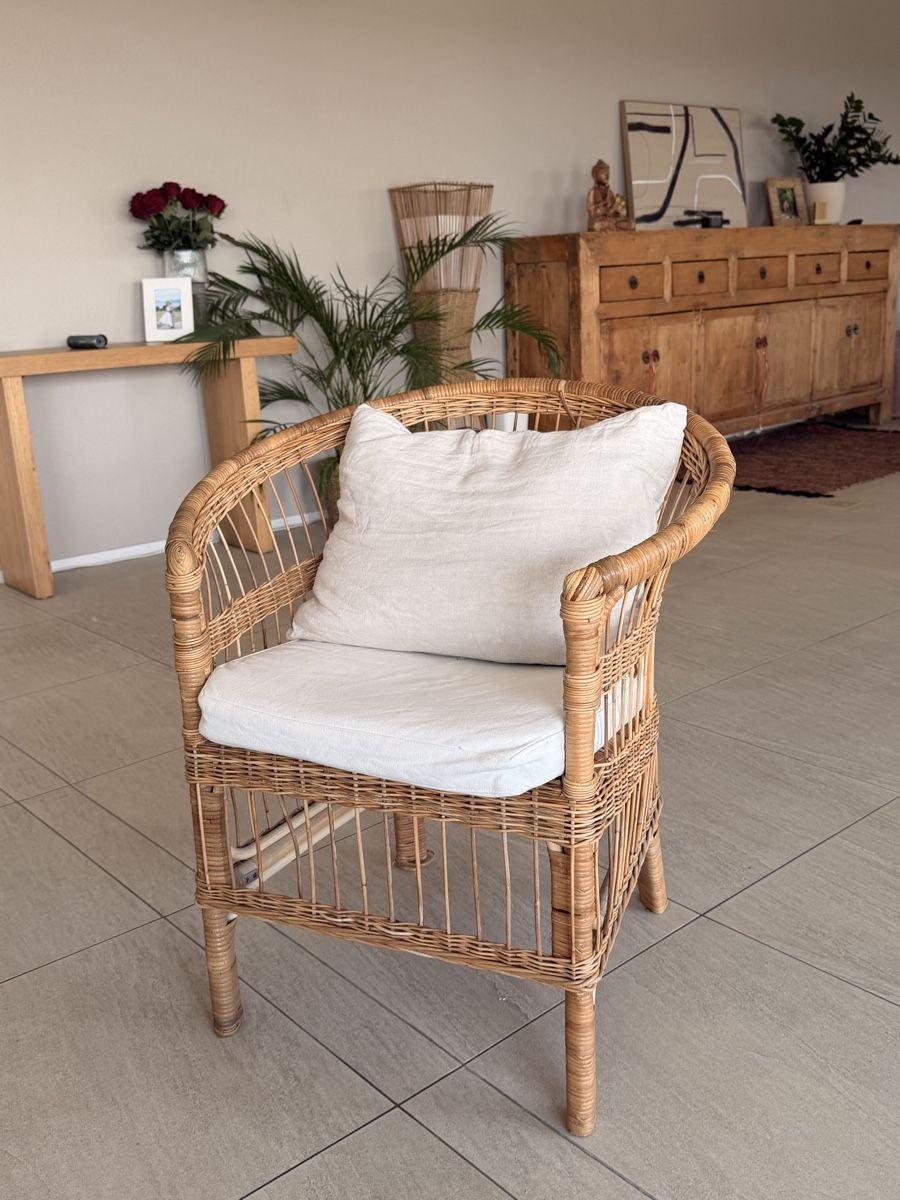 Set di tavolo e panche: Set mit 6 Esszimmerstuhle Rattan – Usato da Biberstein venduto da Kristina.shaq 2