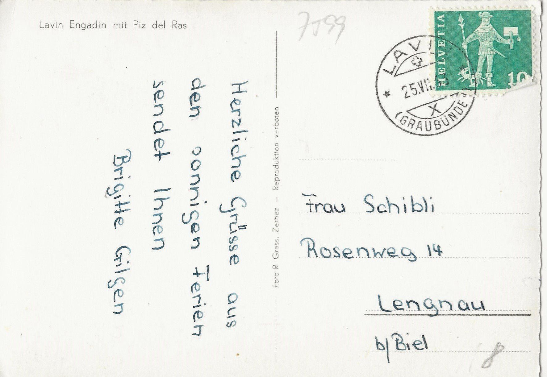 Cartes postales: Lavin, Engadin, 1963 – D'occasion à Frauenfeld par Merk52 1