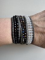 Bracelet Nakamol design tendance, cuir et perles Swarovski