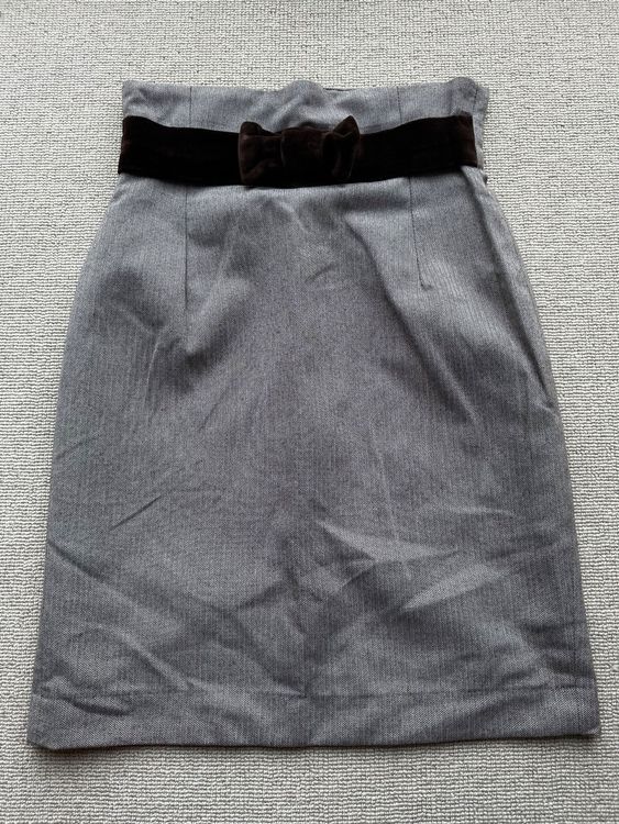 Jupe Crayon H&M Grise à Rayures Mouchetées - Taille 12 - Occasion Très Bon état