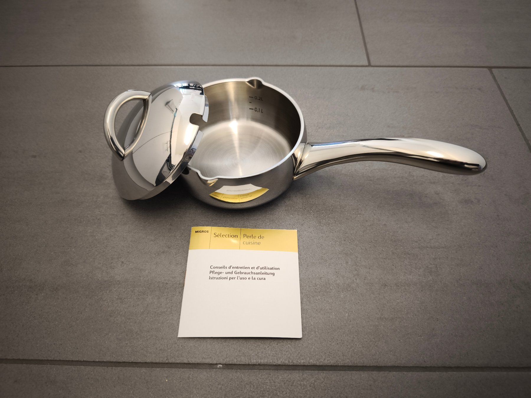 Migros Padelle: Sélection Saucenpfännchen aus Edelstahl mit Deckel - NEU! – Nuovo e nell'imballaggio originale da Zürich venduto da Bluemex 1