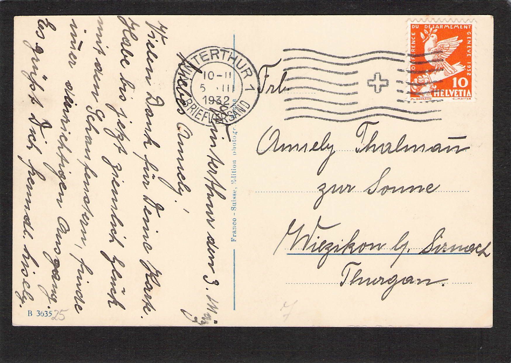 Cartoline postali: .Winterthur - Kaserne , gel. 1932 – Usato da Reichenburg venduto da Pipo-67 1