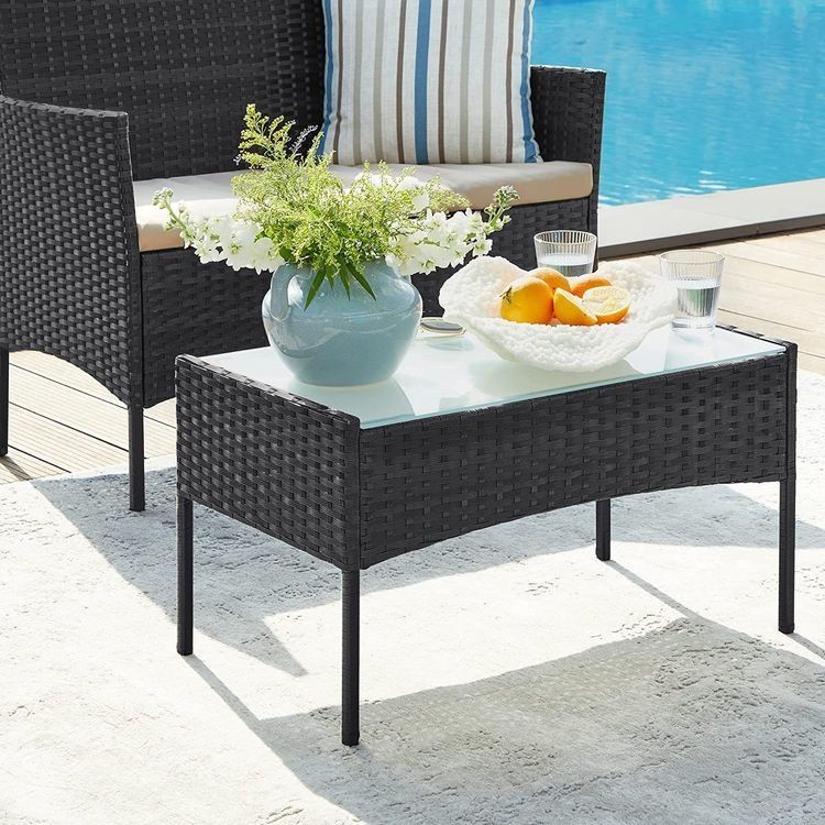 Tischset: Balkonmöbel Gartenmöbel Set Polyrattan Lounge Schwarz JONAS – Neu und originalverpackt aus Lachen SZ von MAMORU-MOEBEL 5