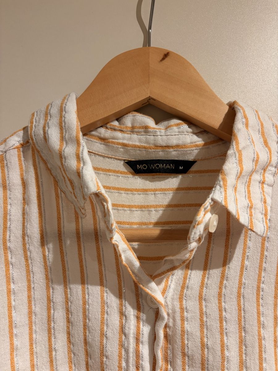Blusen: Bluse Weiss-Orange-Silber gestreift – Gebraucht aus Aarau von leo_tp2b 1