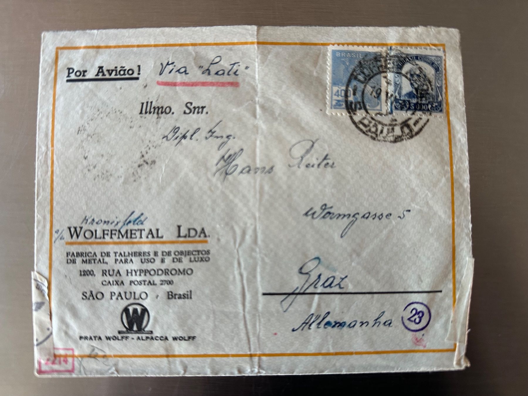 Tutti i francobolli: ENVELOPPE TIMBRÉE EXCEPTIONNELLE - BRÉSIL 1941 – Usato da Sion venduto da jaipur1401
