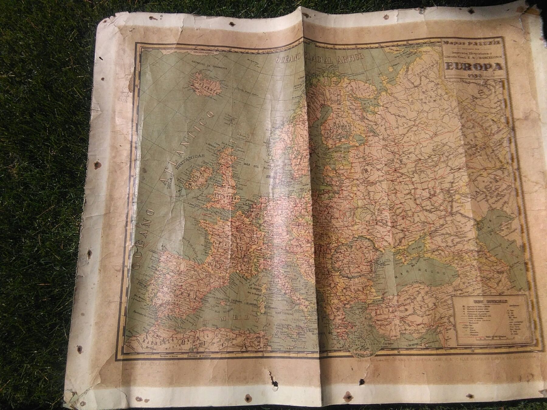 Cartine & Atlanti: Europa-Karte, 1936 – Usato da Neuenhof venduto da elRey123