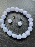 Chalcedon Schmuckset: Ohrringe und Armband, Top Zustand!