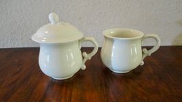 Zuckerdose und Milchgiesser aus Porzellan, Vintage