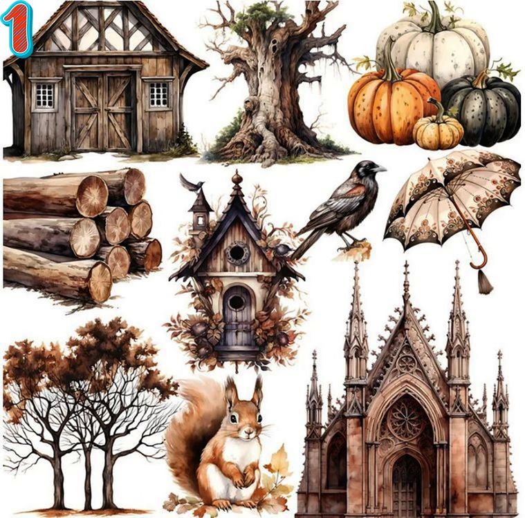 12 Herbst-Aufkleber Zum Aufrütteln - Blätter & Kürbisse, 14x14cm