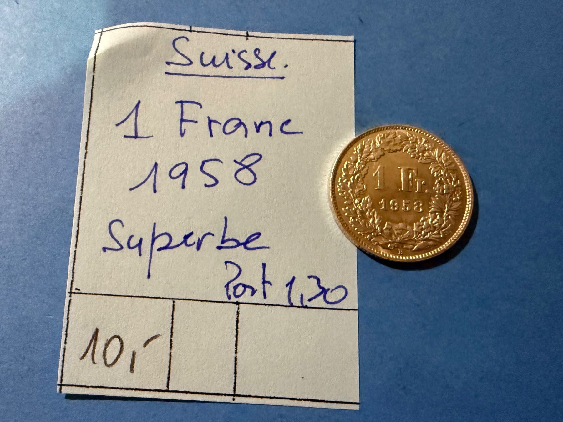 Tutti le monete: SUISSE : 1 FRANC 1958 - SUPERBE – Usato da genève venduto da GEnumist