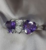 Versilberter Ring mit Amethyst Gr. 8