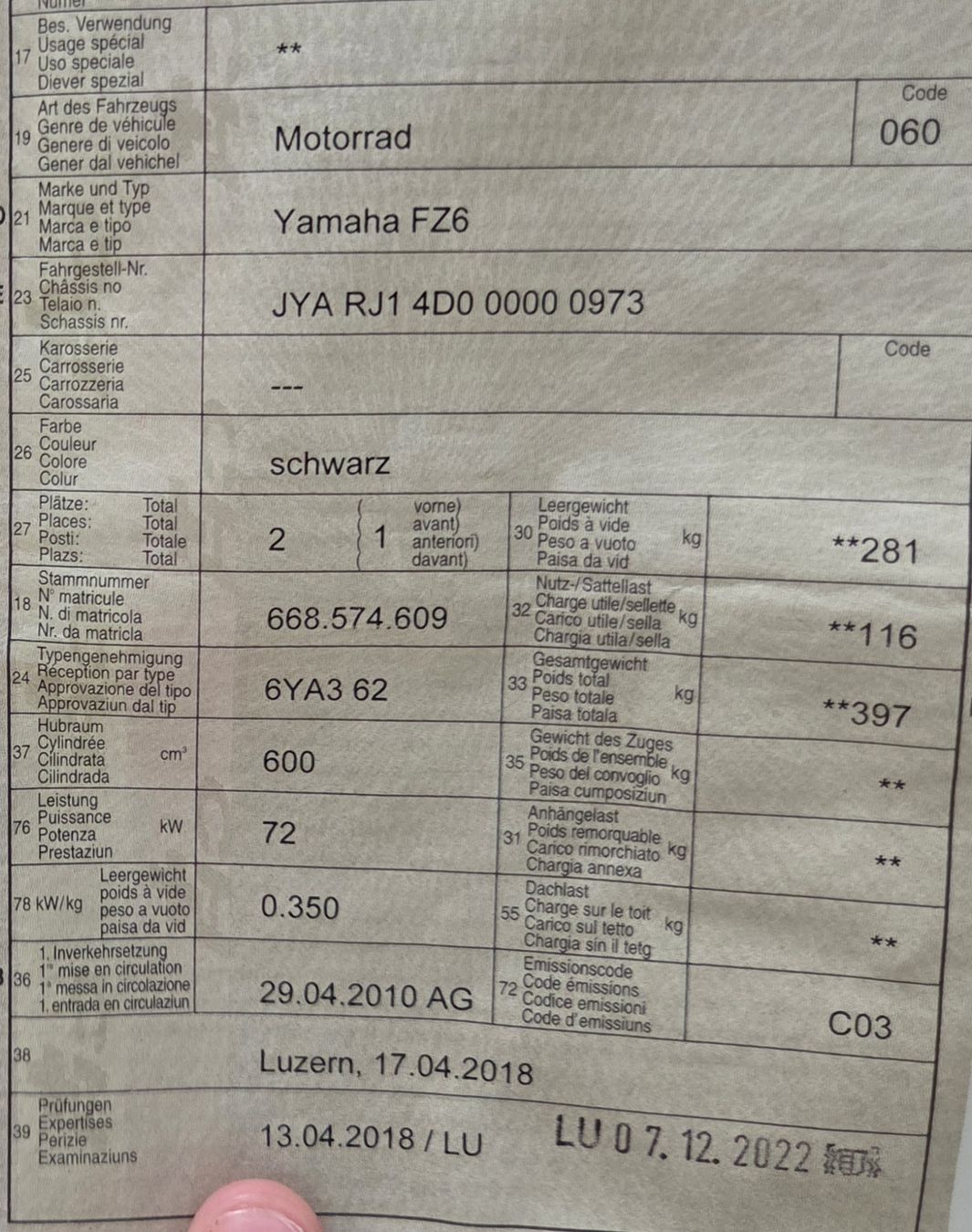 Yamaha Route: Yamaha FZ6 – D'occasion à Ebikon par VR11 4
