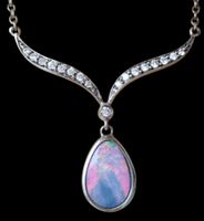 Antikes Silber Collier mit Boulder Opal✨Opal Halskette✨