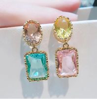 18k vergoldete Elegante Ohrringe mit bunten Kristallen