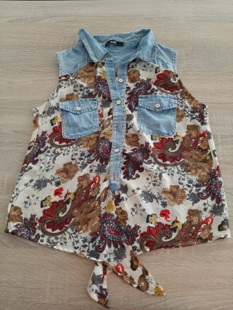 Jeans-Stoff Top zum Binden, ca. Grösse S