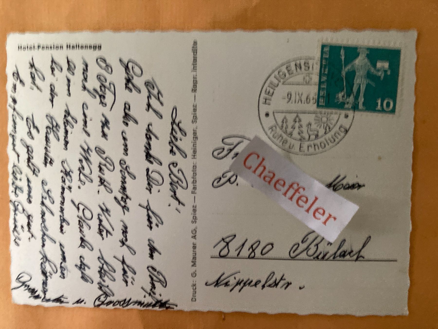 Cartoline postali: 1966 Hotel - Pension Haltenegg – Usato da Zürich venduto da Chaeffeler 1