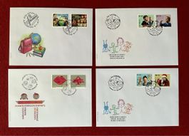 Pro Juventute Ersttagsbriefe FDC 2017, 2018, 2019, 2020