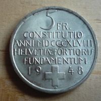 5 Franken Gedenkmünze Bundesverfassung 1948, vz