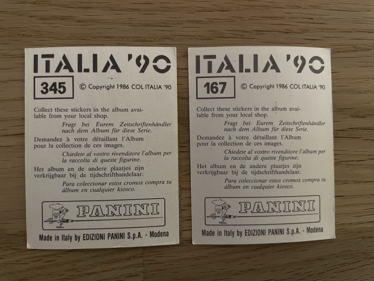 Panini Carte collezionabili: PANINI ITALIA 90 – Usato da Bassersdorf venduto da Cincinnati 1