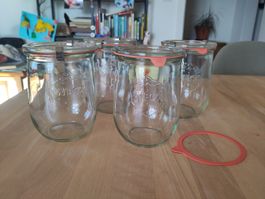4 Weck Gläser Tulpenform RR100 inkl. Ersatzring