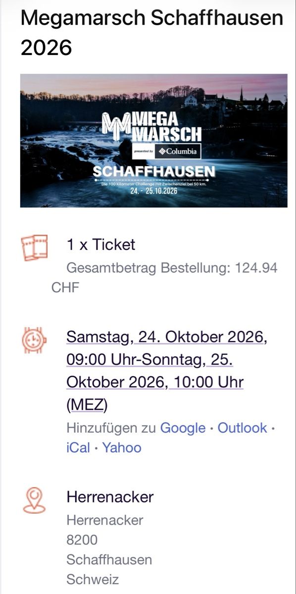 Biglietti: Megamarsch Schaffhausen Ticket – Nuovo e nell'imballaggio originale da Effretikon venduto da Michelle.rthl 1