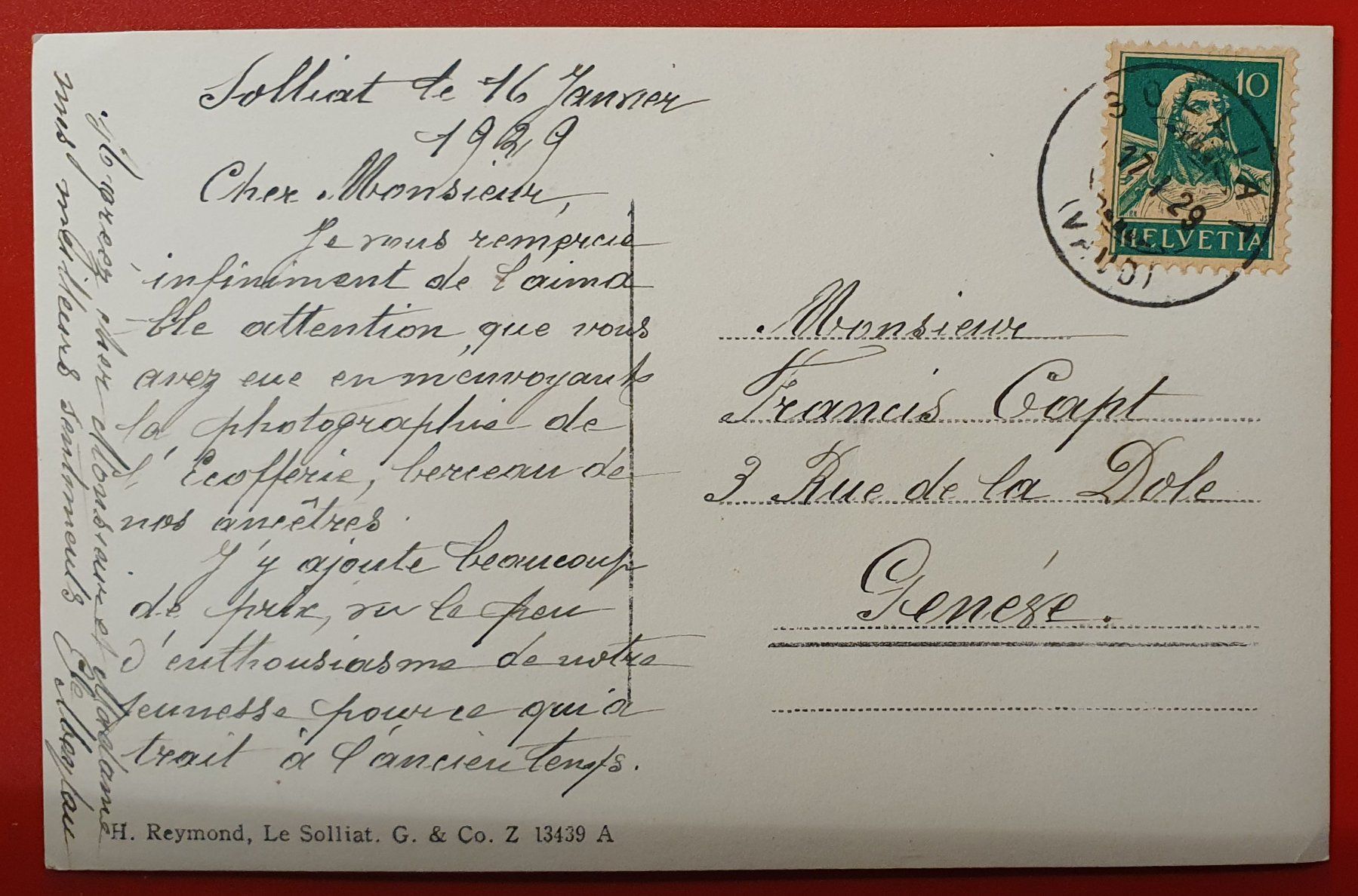 Cartoline postali: Solliat 1929 – Usato da Kreuzlingen venduto da Rschweiz1 1