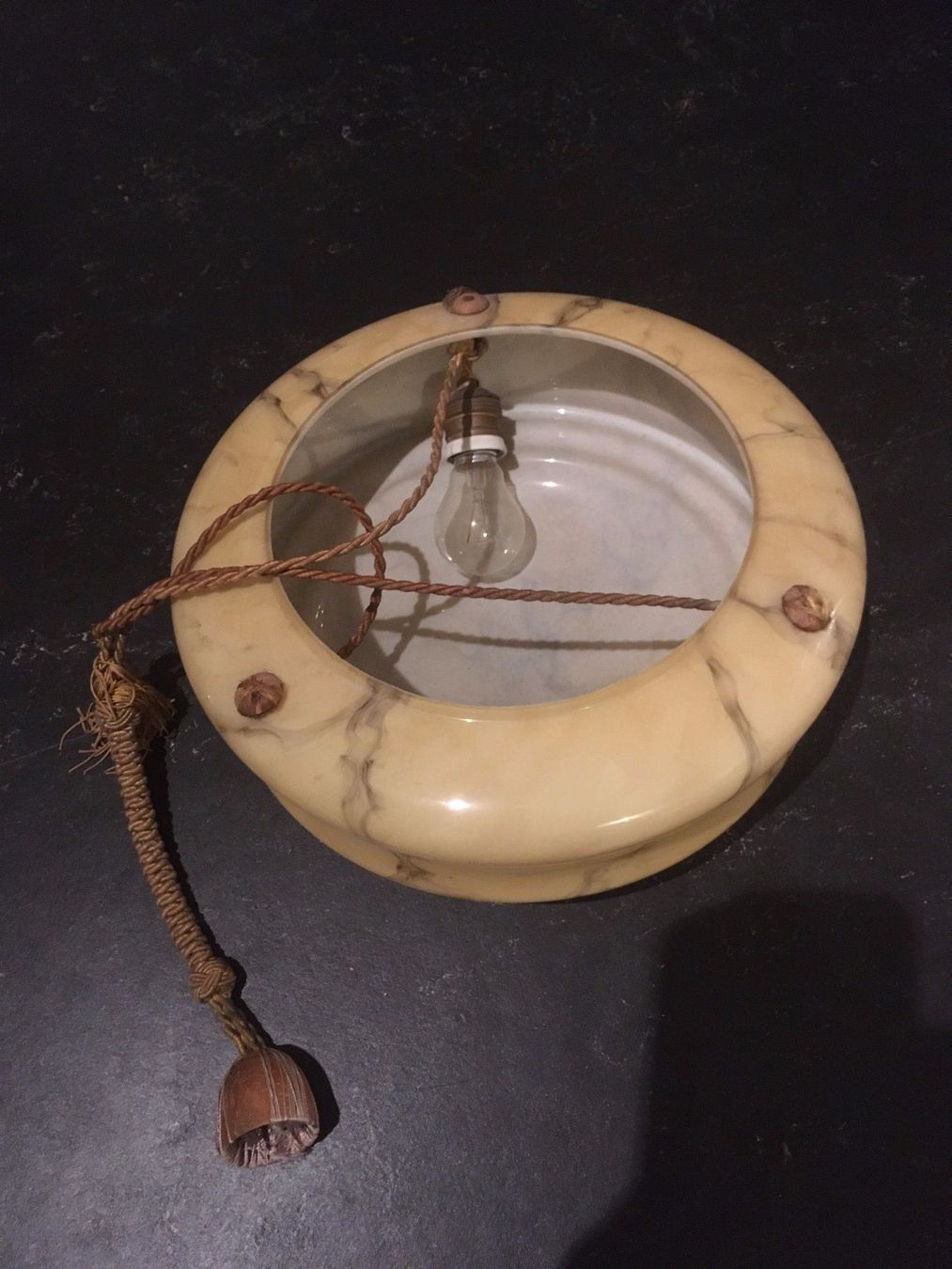 Lampade: Antike Glaslampe mit Alabasterdesign – Usato da Basel venduto da magot58 7