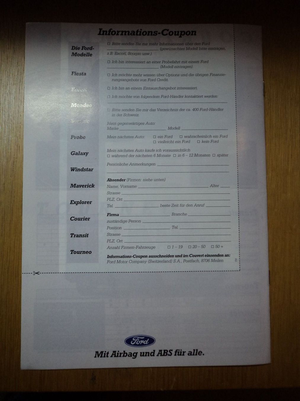 Ford Documenti: Prospekt Ford Jahresprogramm 1995 – Usato da Schwarzenburg venduto da modelCARama 8
