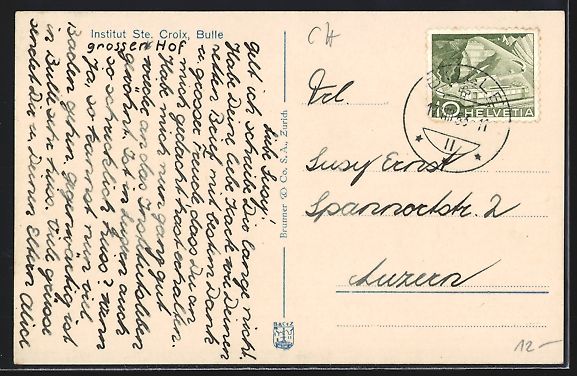 Cartes postales: AK Bulle, Institut Ste. Croix, 1953 – D'occasion à Berlin par bartko-reher 1