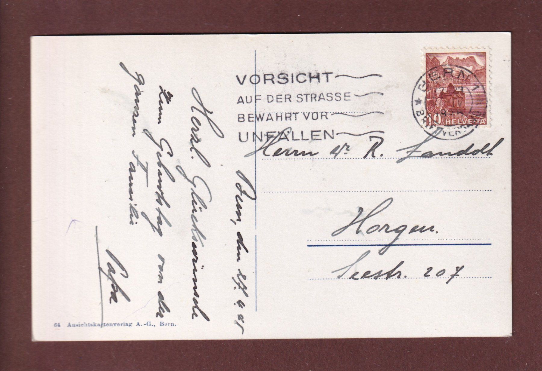 Cartoline postali: BERN - Simsonbrunnen - 1945 – Usato da Pully venduto da nicecards 1