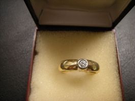 Gold Ring 750 Solitaire mit Brillant Gr. 53