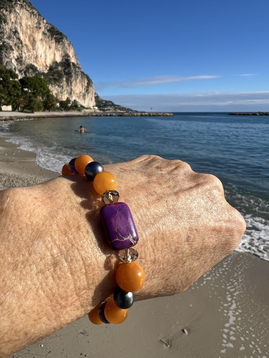 Armbänder & -reifen: Amber & Gemstone Bracelet - Gold Plated Silver – Neu und originalverpackt aus Rüschlikon von ThereseJewelryDesign 3