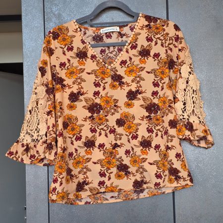 🐸 RUSTTYDUSTTY BLUSE S VISKOSE BLUMEN MUSTER