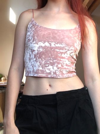 Crop top rose en velour