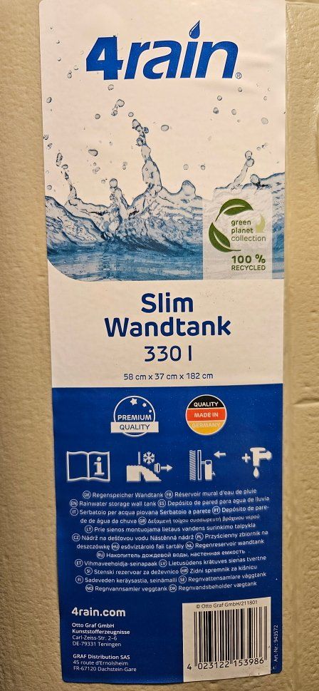 Annaffiatura & Irrigazione: Regenspeicher / Wassertank 4rain Slim Sand – Nuovo (secondo la descrizione) da Othmarsingen venduto da Folken 2