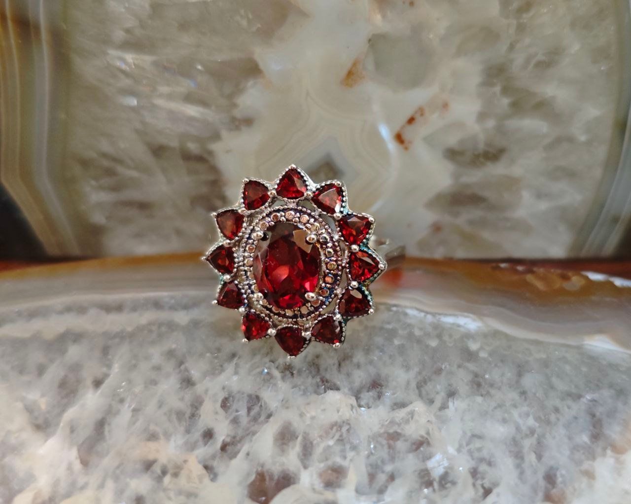 Anelli: ECHTGRANATST.RING ST.S.925° DM18, HANDARBEIT STEIN 3,5CARAT – Nuovo (secondo la descrizione) da Weiningen ZH venduto da actera 5