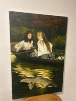 Ölgemälde "Im Boot" - Stimmungsvolles Herbstbild!