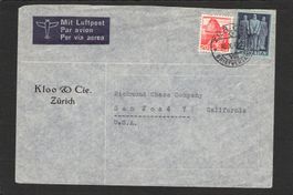 Flugbrief mit Firmenaufdruck Zürich - USA , 16.X.1947
