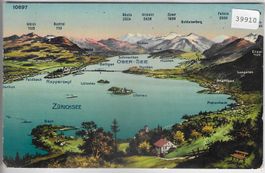 Panorama Zürichsee - Ufenau - Litho