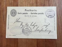Postkarte 1897 mit diversen Stempel (R806)