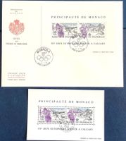 1988 Monaco Olympische Winterspiele Calgary FDC +Block ET