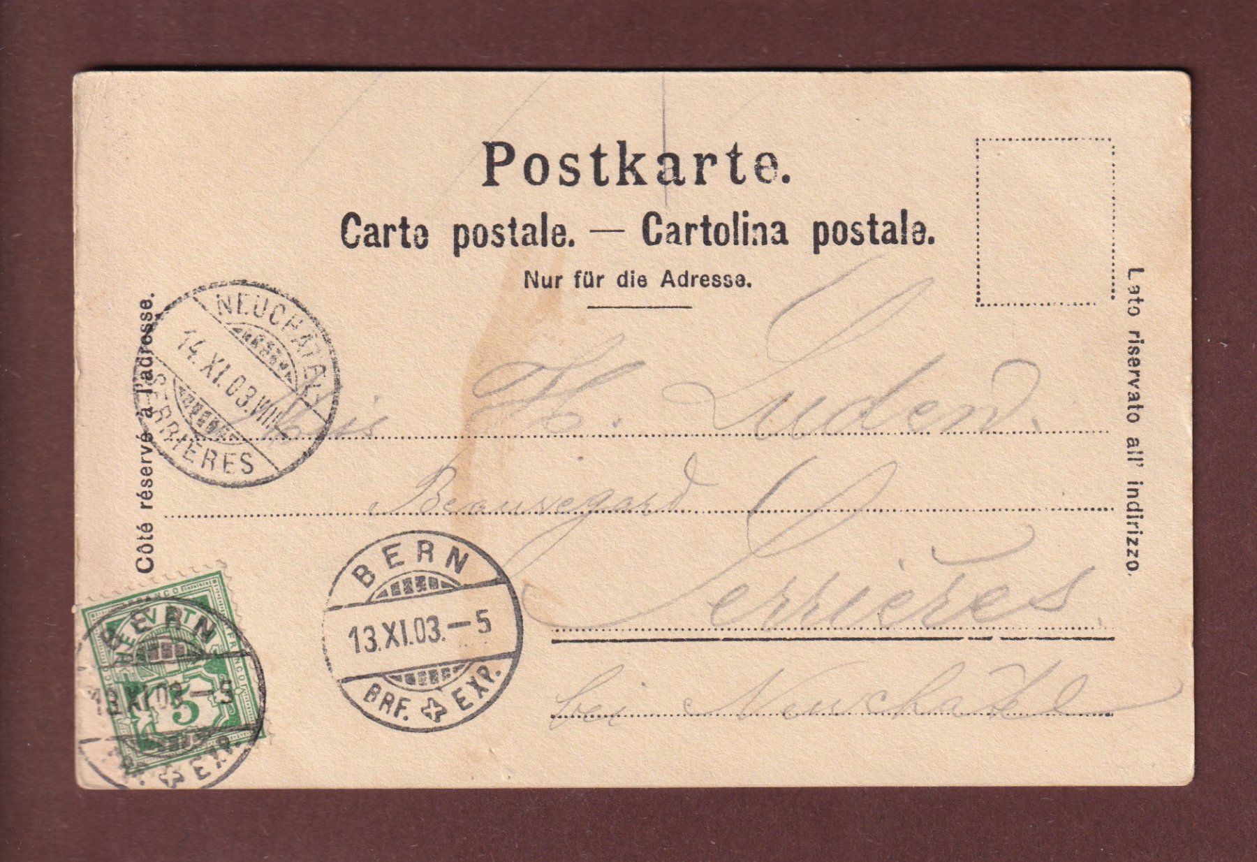 Cartoline postali: BERN - Nydeckbrücken - 1903 – Usato da Pully venduto da nicecards-shop 1